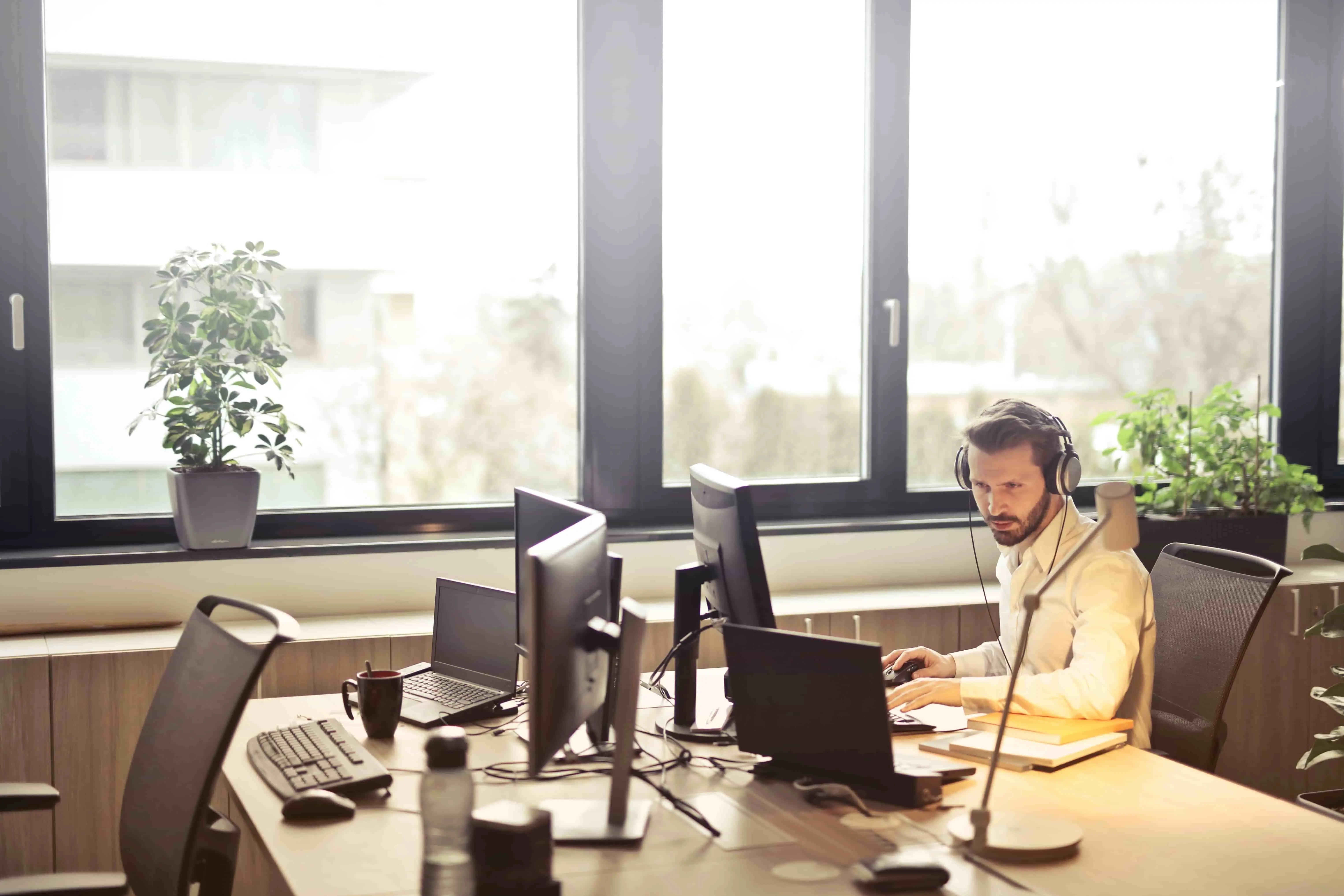 A man on his computer