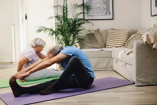 Elders doing yoga