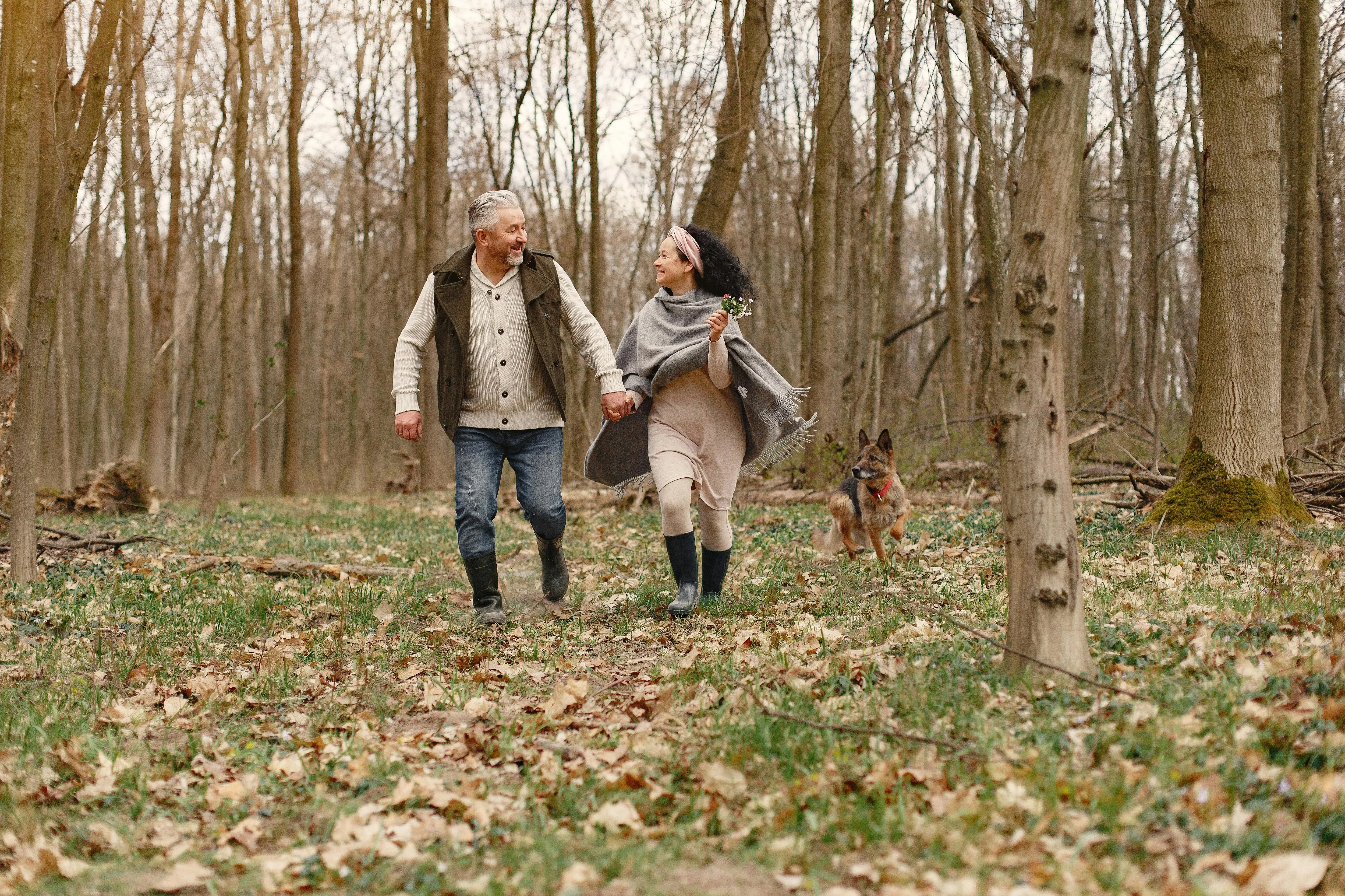 Senior couple walking