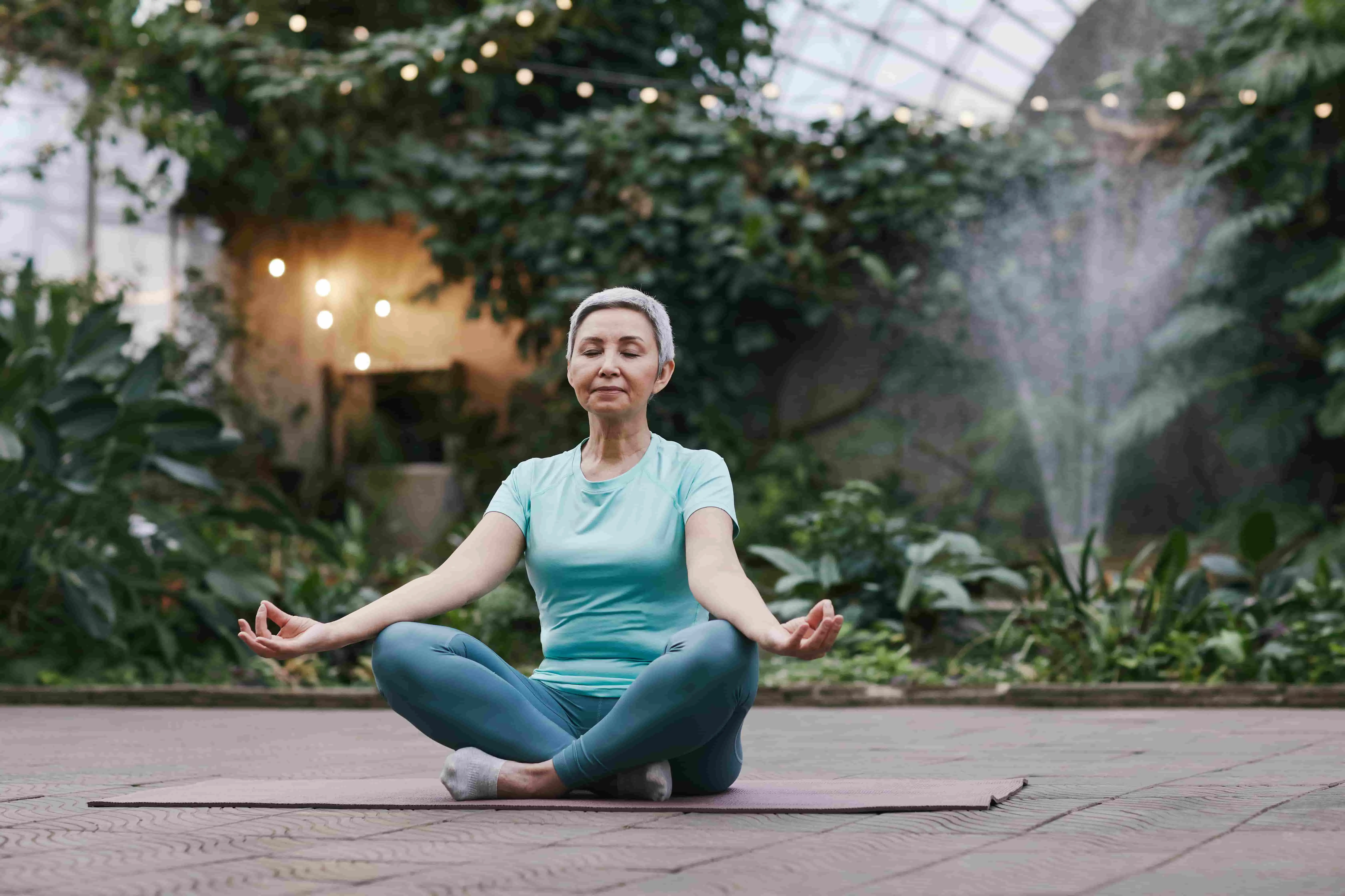 An old women meditating